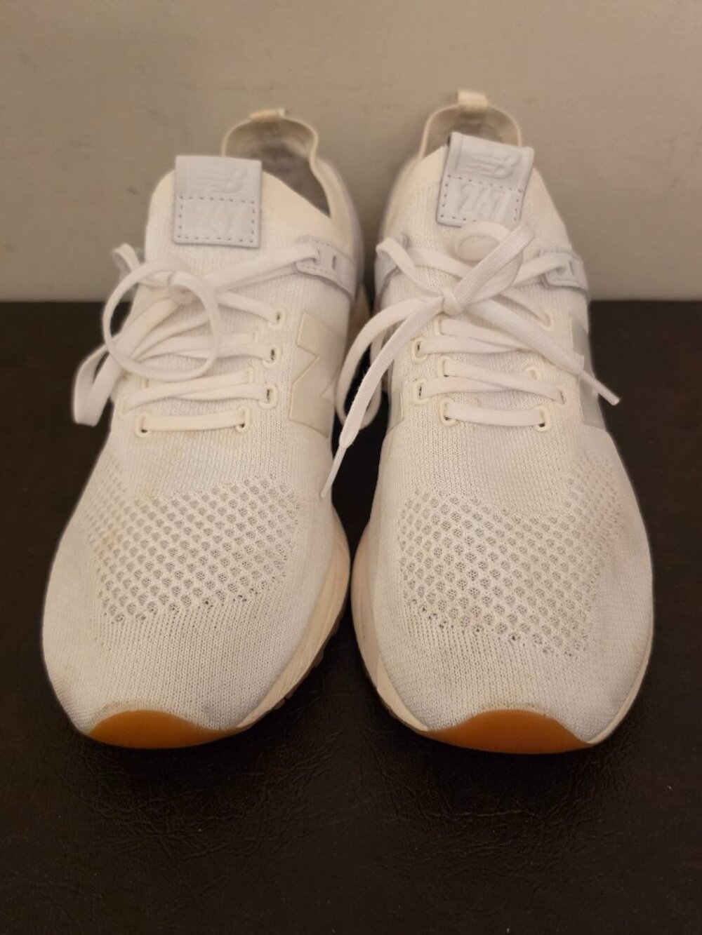 New Balance 247 Sneakers in Cream Knit are a classic choice with a rubber sole,